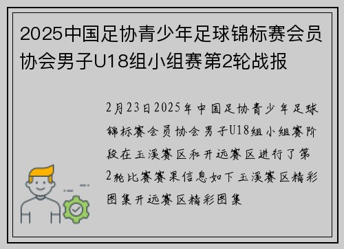 2025中国足协青少年足球锦标赛会员协会男子U18组小组赛第2轮战报