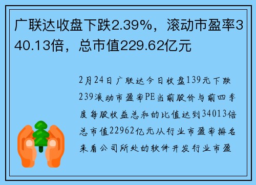 广联达收盘下跌2.39%，滚动市盈率340.13倍，总市值229.62亿元
