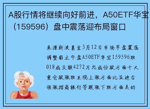 A股行情将继续向好前进，A50ETF华宝（159596）盘中震荡迎布局窗口
